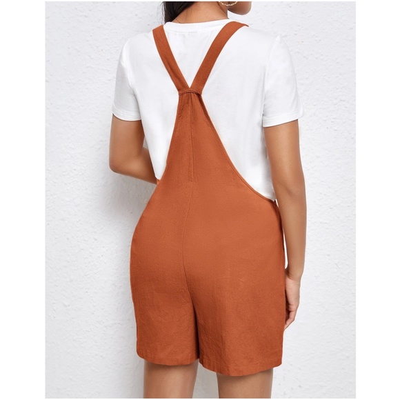 Maternity Rust Brown Casual Minimalist Romper - Picture 4 of 8